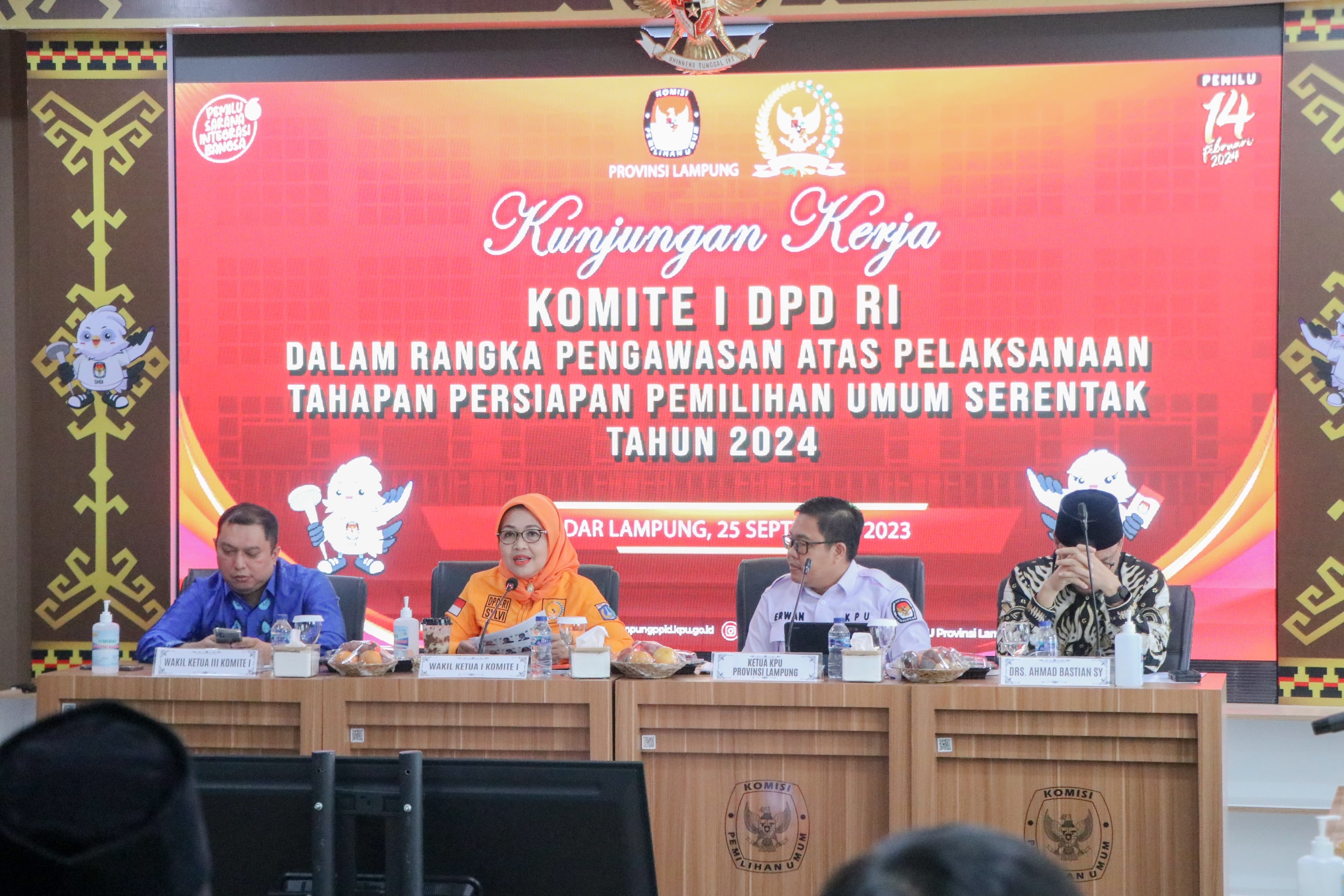 Komite I DPD RI Pastikan Kesiapan Provinsi Lampung Dalam Tahapan Pemilu Serentak Tahun 2024